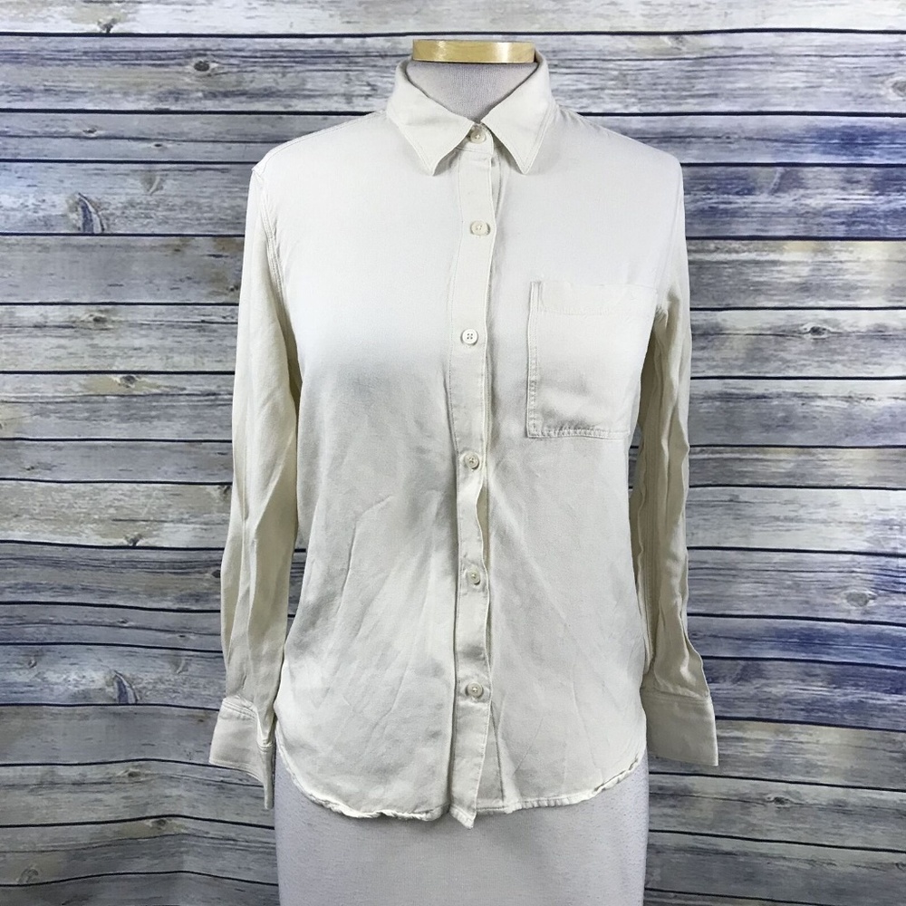 Talula Womens button down shirt Cream Collared